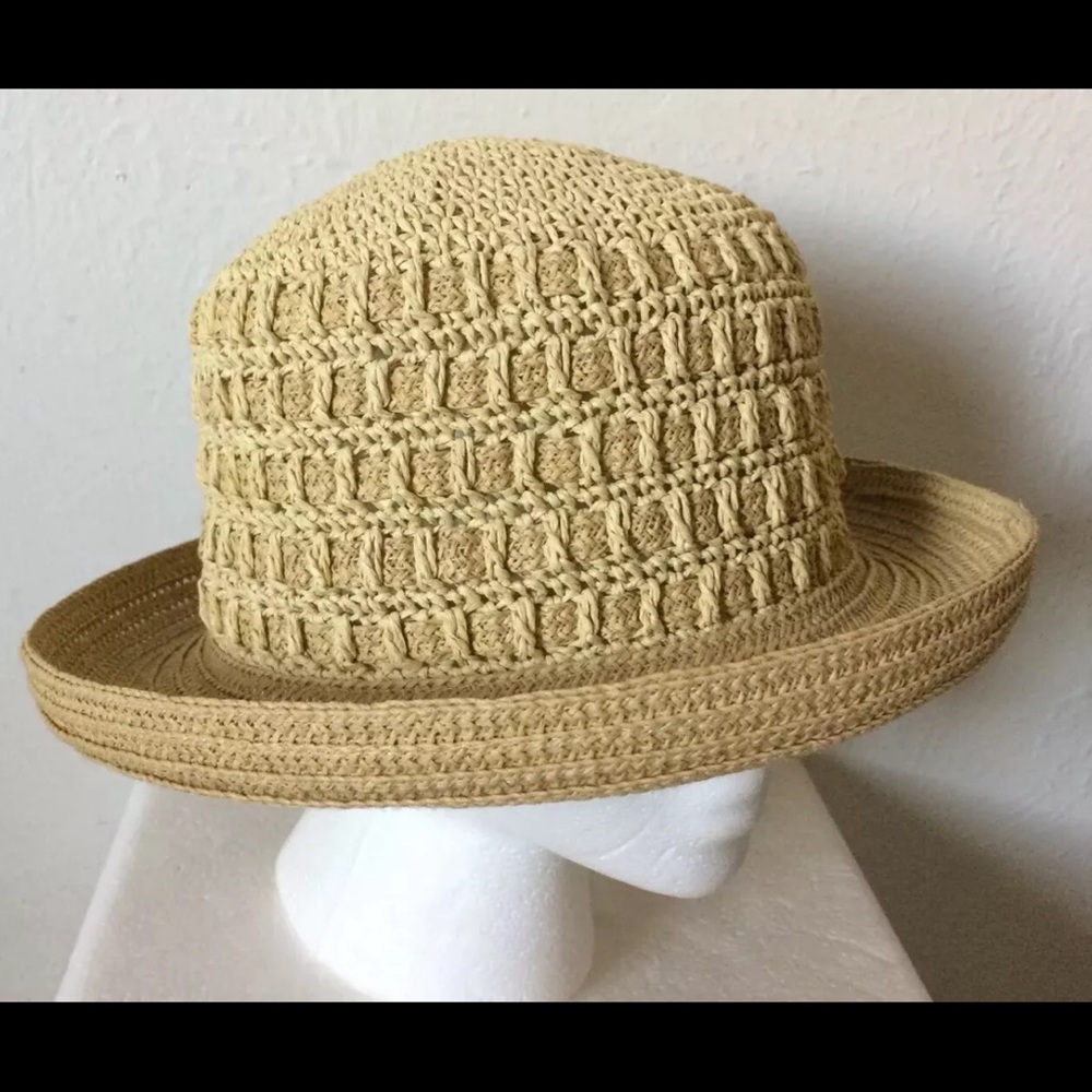 Summer Hat Cap Sun Beach Crochet Brim Paper Tan Women’s One Size